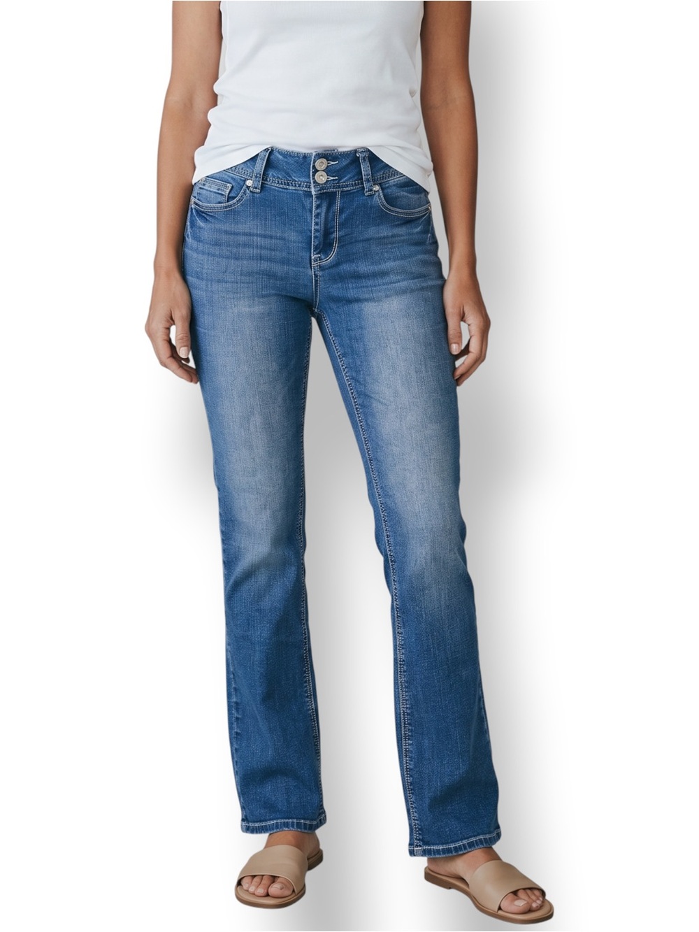 4/$20 Wallflower Luscious Curvy Bootcut Jeans Juniors 5 Medium Wash 32 Inseam